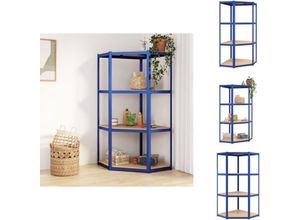 8721096705755 - Vidaxl - Industrieregale - Living Eckregal mit 4 Böden Blau Stahl & Holzwerkstoff - Blau