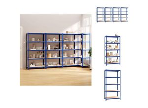 8721096705762 - Vidaxl - Industrieregale - Living Regale mit 5 Böden 4 Stk Blau Stahl & Holzwerkstoff - Blau