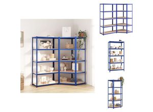 8721096705861 - Industrieregale - Living Regale mit 5 Böden 2 Stk Blau Stahl & Holzwerkstoff - Blau