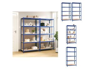 8721096705892 - Industrieregale - Living Regale mit 5 Böden 2 Stk Blau Stahl & Holzwerkstoff - Blau