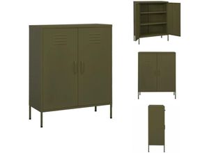 8721096718151 - Vidaxl - Aufbewahrungsschränke & Schließfächer - Living Lagerschrank Olivgrün 80x35x1015 cm Stahl - Grün