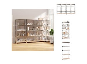 8721096727221 - Vidaxl - Industrieregale - Living Regale mit 5 Böden 4 Stk Silbern Stahl & Holzwerkstoff - Silber
