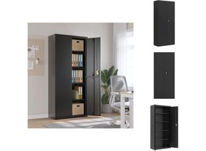 8721096781261 - Aktenschränke - Living Aktenschrank Schwarz 90x40x200 cm Stahl - Schwarz