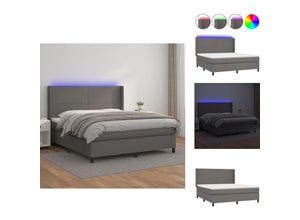 8721096784545 - Vidaxl - Betten & Bettgestelle - Living Boxspringbett mit Matratze & led Grau 160x200 cm Kunstleder - Grau