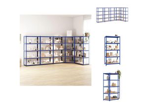 8721096784941 - Vidaxl - Industrieregale - Living Regale mit 5 Böden 5 Stk Blau Stahl & Holzwerkstoff - Blau