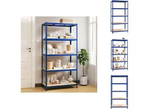 8721096784965 - Vidaxl - Industrieregale - Living Lagerregal mit 5 Böden Blau Stahl & Holzwerkstoff - Blau