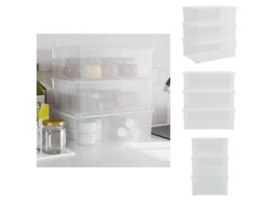 8721096830631 - Ordnungshelfer - Living Aufbewahrungsboxen 3 Stk Kunststoff 10 L Stapelbar - Transparent