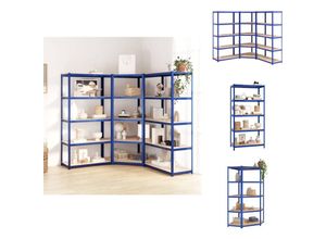 8721096860072 - Vidaxl - Industrieregale - Living Regale mit 5 Böden 3 Stk Blau Stahl & Holzwerkstoff - Blau