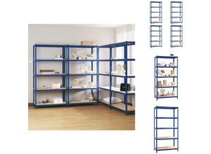 8721096860089 - Vidaxl - Industrieregale - Living Regale mit 5 Böden 4 Stk Blau Stahl & Holzwerkstoff - Blau