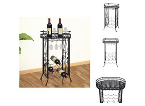 8721096865374 - Vidaxl - Weinregale - Living Weinregal für 9 Flaschen mit Stielglashalter Metall - Schwarz