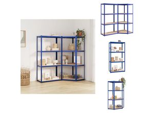 8721096868702 - Vidaxl - Industrieregale - Living Regale mit 4 Böden 2 Stk Blau Stahl & Holzwerkstoff - Blau