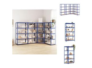 8721096884719 - Vidaxl - Industrieregale - Living Regale mit 5 Böden 4 Stk Blau Stahl & Holzwerkstoff - Blau