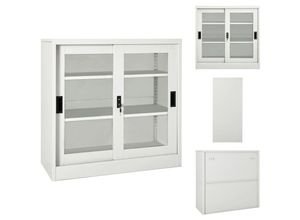 8721096980596 - Vidaxl - Aufbewahrungsschränke & Schließfächer - Living Schrank mit Schiebetür Hellgrau 90x40x90 cm Stahl - Grau