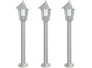 8721102456510 - Wegeleuchten 3 Stk Silbern 80 cm Edelstahl vidaXL - Silber