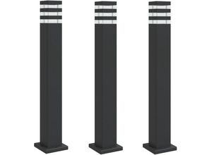 8721102456657 - Wegeleuchten 3 Stk Schwarz 80 cm Aluminium vidaXL - Schwarz