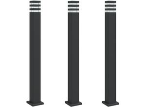 8721102456671 - Wegeleuchten 3 Stk Schwarz 110 cm Aluminium vidaXL - Schwarz