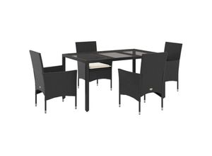 8721102490293 - Vidaxl - 5-tlg Garten-Essgruppe mit Kissen Schwarz Poly Rattan und Glas