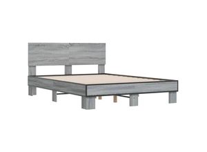 8721102614910 - Vidaxl - Bettgestell Grau Sonoma 140x200 cm Holzwerkstoff und Metall