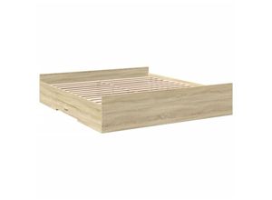 8721102619205 - Bettgestell mit Schubladen Sonoma-Eiche 200x200cm Holzwerkstoff vidaXL