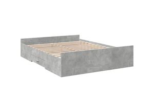 8721102619427 - Bettgestell mit Schubladen Betongrau 150x200 cm Holzwerkstoff Vidaxl