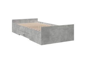 8721102619915 - Bettgestell mit Schubladen Betongrau 90x200 cm Holzwerkstoff Vidaxl Grau