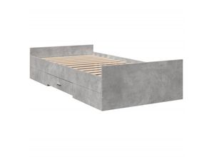 8721102619984 - Bettgestell mit Schubladen Betongrau 90x190 cm Holzwerkstoff Vidaxl 500303