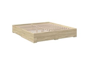 8721102620119 - Bettgestell mit Schubladen Sonoma-Eiche 200x200cm Holzwerkstoff vidaXL