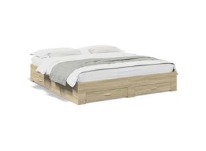 8721102620188 - Bettgestell mit Schubladen Sonoma-Eiche 180x200cm Holzwerkstoff Vidaxl Braun