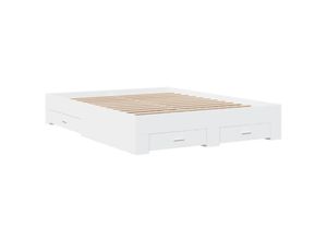 8721102620300 - Bettgestell mit Schubladen Weiß 150x200 cm Holzwerkstoff Vidaxl 697862