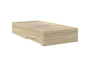 8721102620959 - Bettgestell mit Schubladen Sonoma-Eiche 75x190 cm Holzwerkstoff vidaXL