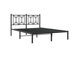 8721102643903 - Bettgestell mit Kopfteil Metall Schwarz 135x190 cm vidaXL