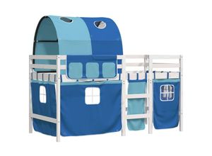 8721102688973 - Vidaxl - Kinderhochbett mit Tunnel Blau 90x190 cm Massivholz Kiefer 8721102688973 - Vidaxl - Kinderhochbett mit Tunnel Blau 90x190 cm Massivholz Kiefer