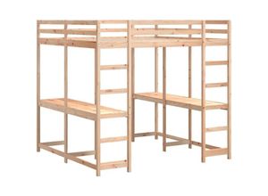 8721102803642 - Hochbett mit Schreibtisch & Leiter 180x200 cm Massivholz Kiefer Vidaxl