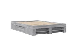 8721102855153 - Bettgestell Grau Sonoma 135x190 cm Holzwerkstoff Vidaxl