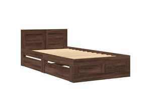 8721102856280 - Bettgestell mit Kopfteil Braun Eiche 75x190 cm Holzwerkstoff Vidaxl Braun