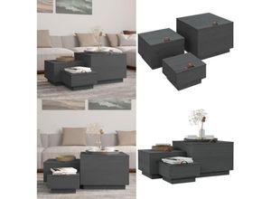 8721114363578 - Aufbewahrungsboxen mit Deckeln 3 Stk Grau Massivholz Kiefer - Aufbewahrungsbox - Aufbewahrungsboxen - Home & Living - Grau