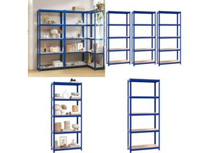 8721114666020 - Regale mit 5 Böden 3 Stk Blau Stahl & Holzwerkstoff - Regal - Regale - Home & Living - Blau