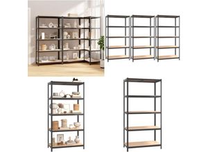8721114666587 - Vidaxl - Regale mit 5 Böden 3 Stk Anthrazit Stahl & Holzwerkstoff - Regal - Regale - Home & Living - Anthrazit