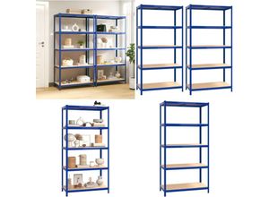 8721114666785 - Vidaxl - Regale mit 5 Böden 2 Stk Blau Stahl & Holzwerkstoff - Regal - Regale - Home & Living - Blau