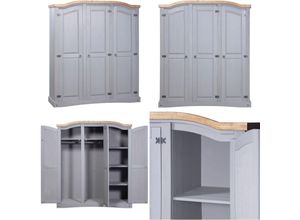 8721114682754 - Vidaxl - Kleiderschrank Mexiko-Stil Kiefernholz 3 Türen Grau - Kleiderschrank - Kleiderschränke - Home & Living - Grau