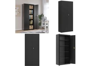 8721114742144 - Aktenschrank Schwarz 90x40x200 cm Stahl - Aktenschrank - Aktenschränke - Home & Living - Schwarz