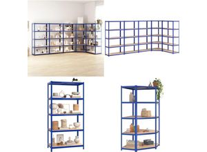 8721114748566 - Regale mit 5 Böden 5 Stk Blau Stahl & Holzwerkstoff - Regal - Regale - Home & Living - Blau