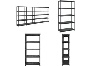 8721114750217 - Vidaxl - Lagerregal mit 5 Böden Schwarz 366x457x185 cm Kunststoff - Lagerregal - Lagerregale - Home & Living - Schwarz