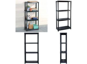 8721114821627 - Lagerregal 4-Tier Schwarz 61x305x130 cm Kunststoff - Lagerregal - Lagerregale - Home & Living - Schwarz