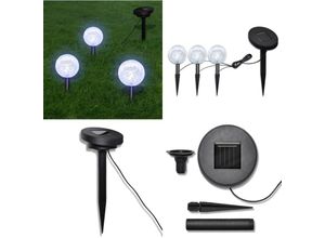 8721114837086 - Vidaxl - Solarkugel 3 led Gartenleuchten mit Erdspießen & Solarmodul - Gartenlampe - Gartenlampen - Home & Living - Weiß