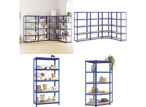 8721114845593 - Vidaxl - Regale mit 5 Böden 4 Stk Blau Stahl & Holzwerkstoff - Regal - Regale - Home & Living - Blau