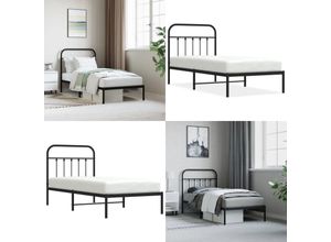 8721114872841 - Bettgestell mit Kopfteil Metall Schwarz 80x200 cm - Bettgestell - Bettgestelle - Home & Living