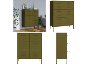 8721114876092 - Vidaxl - Schubladenschrank Olivgrün 80x35x1015 cm Stahl - Schubladenschrank - Schubladenschränke - Home & Living - Grün