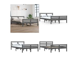 8721115289044 - Vidaxl - Massivholzbett Grau 120x190 cm - Bettrahmen - Bettgestell - Home & Living - Grau 8721115289044 - Vidaxl - Massivholzbett Grau 120x190 cm - Bettrahmen - Bettgestell - Home & Living - Grau