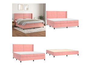 8721115326152 - Boxspringbett mit Matratze Rosa 200x200 cm Samt - Boxspringbett - Boxspringbetten - Home & Living